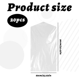20Pcs Plastic Clothes Covers Garment Bags for Hanging Clothes,35.4x 23.6inch Suit Cover,Sheer Dry Cleaning Bags Dust-proof Clothes Covers for Skirt Coat Suit Jacket