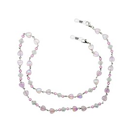 GoOptical Pink Beaded Heart Women's Traditional Fasten Glasses Cord Necklace Spectacle Chain