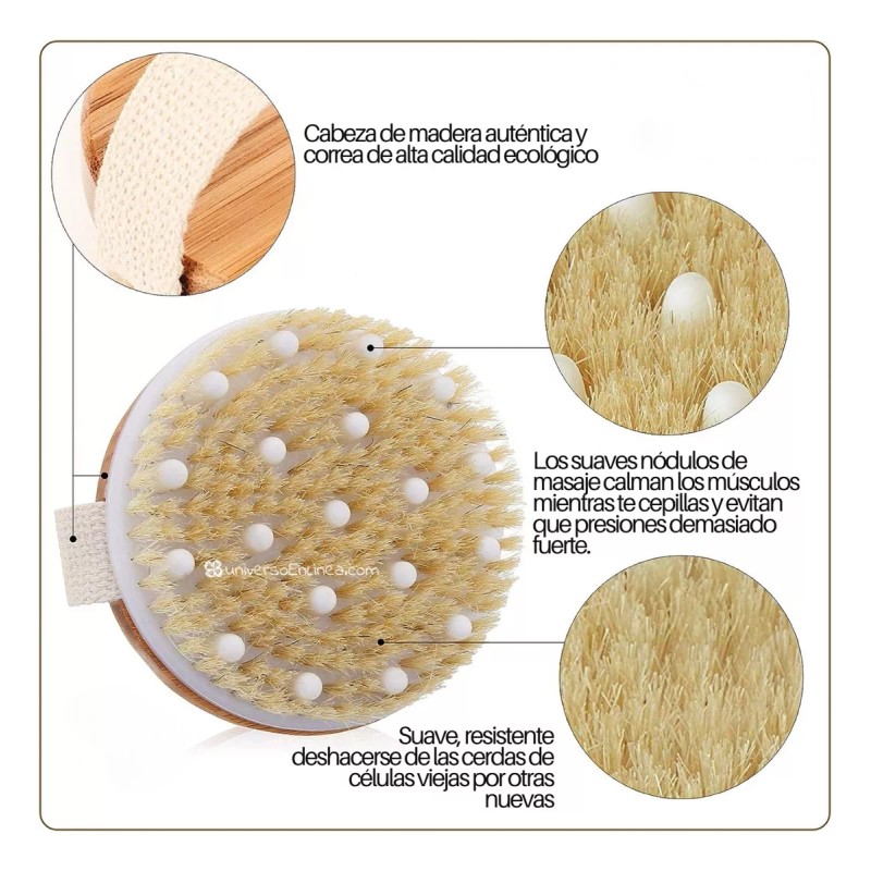 Universo en Linea Cepillo Corporal Cerdas Naturales Elimina Células Muertas