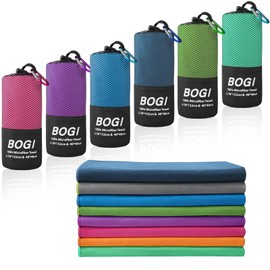 BOGI Toalla de Microfibra para Viaje/Deportes- Antibacterial, Secado Rápido, Suave, Ligera, Absorbente y Ultracompacta, Perfecta para Camping, Gimnasi