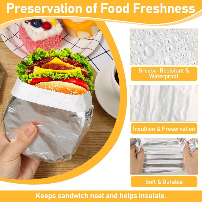 Sublaga 130 Pack Insulation Sandwich Wrapping Paper Aluminum Foil Sheets