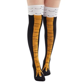 Honganda Crazy Funny Chicken Leg Socks for Adults, Novelty Women Men Chicken Feet Socks Knee-High Turkey Thanksgiving Socks (Yellow, L)