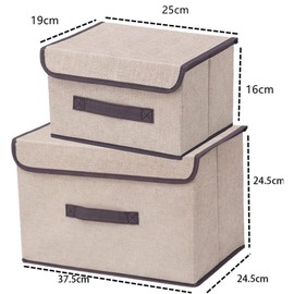 wintfarm Storage boxes with lids,6pcs 25.5x19x16cm foldable storage box,collapsible storage box,fabric storage box with lid for clothes,toy, photo,closet,bedroom,home (6pcs 25.5x19x16cm)