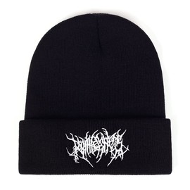 AONUOWE Gothic Beanie Hats for Women Men Grunge Emo Accessories Harajuku Y2k Punk Streetwear Winter Warm Hat Knitted Soft Cap (White,One Size)