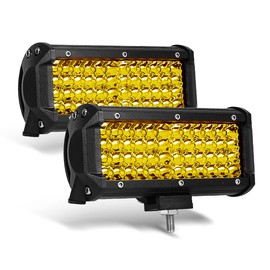 2 PCS 7 Inch Yellow Led Light Bars 96 PCS Led 13824LM Quad Row Waterproof Spot Led Pod Fog Driving Light on Rainy Snowy Day for Truck Off Road Jeep SUV Front Bumper UTV ATV