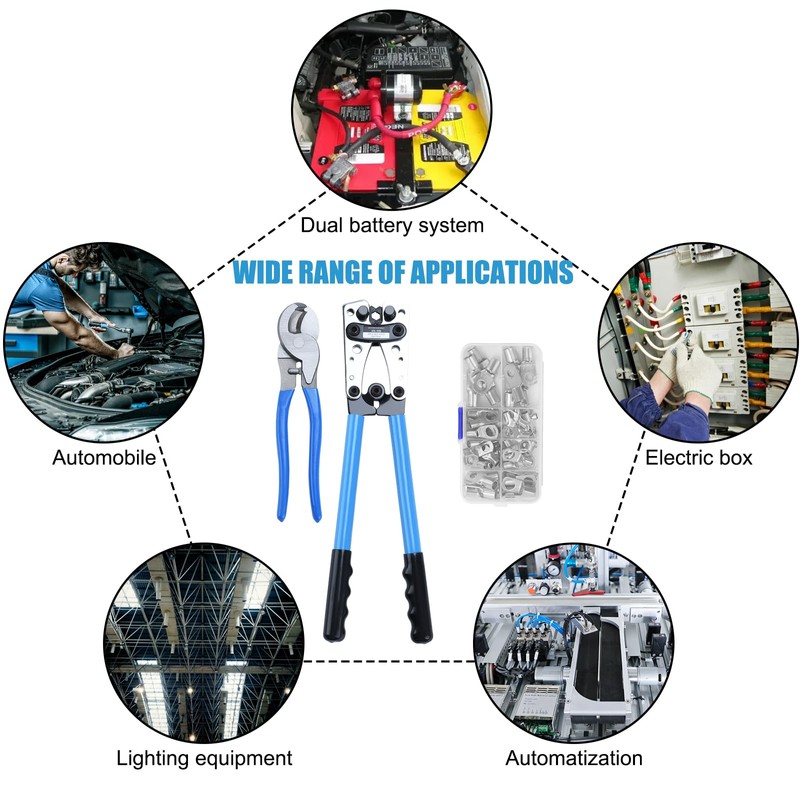 Battery Cable Lug Crimping Tool, heavy-duty wire crimper with Cable