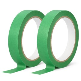 Yuexitech 2 Packs Green Masking Tape for Painting, 15mm x 50m Painters Masking Tape, Decorating Tape Medium Adhesion, Multi-Surface Indoor Sharp Lines & No Bleed for Walls & Trim
