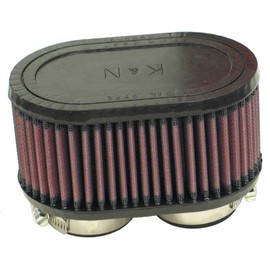 K&N Filtro de aire universal: alto rendimiento, premium, lavable, filtro de motor de repuesto: diámetro de brida: 1.875 pulgadas, altura del filtro: 7.6 cm, longitud de brida: 0.625 pulgadas, forma: ovalada, R-0990