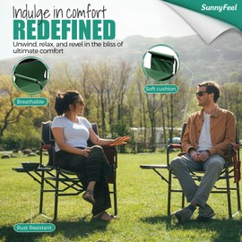 SUNNYFEEL Camping Directors Chair, Heavy Duty,Oversized Portable Folding Chair with Side Table, Pocket for Beach, Fishing,Trip,Picnic,Lawn,Concert Outdoor Foldable Camp Chairs