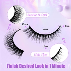 False Eyelashes Wispy Mink Lashes Fluffy Cat Strip Eye Lashes D Curl Soft DIY Extensions Lashes Lightweight Reusable Fake Eyelashes 10 Pairs(XH03)