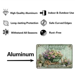 Hesanqian Funny Garden Metal Signs Welcome to My Garden Yard, Backyard, Patio Rustic Gardening Decor, 8 x 12 Inch