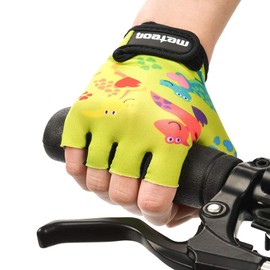 Meteor children's gel cycling gloves, BMX gloves, riding gloves, MTB gloves, kick scooter gloves for girls & boys, multicolour