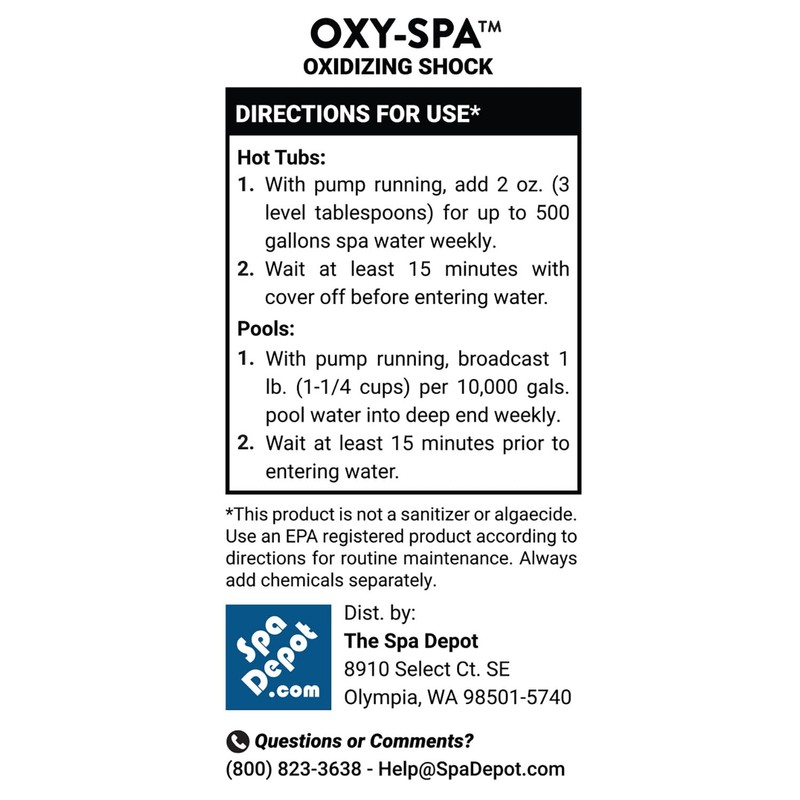 Spa Depot Oxy-Spa Non-Chlorine Hot Tub & Pool MPS Oxidizing