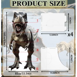 MUNILAIL 5.2 ft Dinosaur Cardboard Cutout Large T-Rex Cutout Stand-up Tyrannosaurus Photo Backdrop for Dinosaur Birthday Jungle Safari Party Supplies