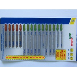 HKB ® 16 Jigsaw Blades No 2, T-Shank, 75/55 mm, 10 Types for Metals, Woods, PVC