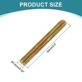 uxcell 12Pcs Fully Threaded Rod, 5/16" UNC x 2-1/2" Length Zinc-Plated Carbon Steel Fully Threaded Studs with Nuts and Washers for Clamps, Hangers and U-Bolts, Color Zinc