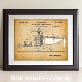 Helicopter Patent - 11x14 Unframed Patent Print - Makes a Great Man Cave Decor and Gift Under $15 for Pilots