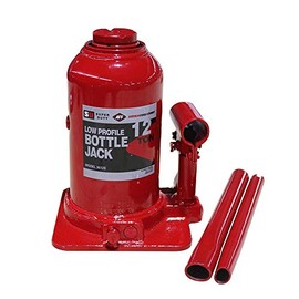 AFF Super Duty 12 Ton Low Profile Hydraulic Bottle Jack, Manual, Welded Cylinder, High-Grade Steel Construction, Forged and Welded Base, 3612S