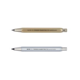 Koh-I-Noor 5640 - Metal mechanical pencil automatic with lead sharpener, mine strength 5.6 mm - Set of 2, Gold and Silver