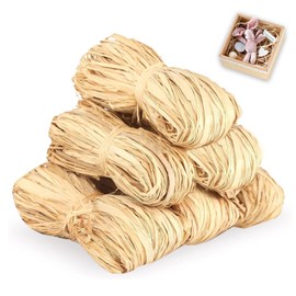6 Pezzi Rafia Naturale, Rafia Color Naturale per Bouquet di Fioristi Rafia, Ideale per Regali, Decorazioni, Fai Da Te, Tessitura, Decorazione Floreale Da Giardino