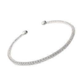 NTLX Crystal Mesh Bracelet for Women – Mesh Rhinestone Cuff Bracelet – Silver Plated - Flexible & Adjustable - Bridal, Wedding, Prom, Party, Pageant, Evening, Casual, Bracelet - with Gift Box