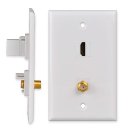 Conwork HDMI & Coax Wall Plate - HDMI Coax Keystone Jack Wall Plate with 1 HDMI Port + 1 TV Coax Cable/F-Type Inserts Connector (1-Pack)