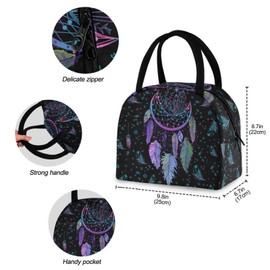Dreamcatcher Lunch Bag for Women Men Reusable Insulated Lunch Tote Bag for Office Work School Picnic Hiking