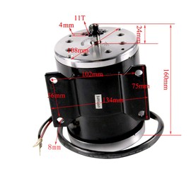 REBEKAMODS DC 36V 800W Brush Motor, MY1020 Brushed DC Electric Motor for Mini Bike Quad Go Cart E-Bike Scooter 2750RPM, 25H-11T Chain Drive