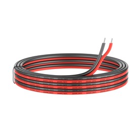 20awg Silicone Electrical Wire 2 Conductor Parallel Wire line 200ft [Black 100ft Red 100ft] 20 Gauge Soft and Flexible Hook Up Oxygen Free Strands Tinned Copper Wire