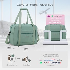 SPAHER Wizzair Vueling Hand Luggage Bag 40 x 30 x 20 cm Foldable Travel Bag Sports Bag Large Weekender Women Men Gym Bag Waterproof Duffle Bag Hand Luggage Swimming Bag Fitness Bag, Green