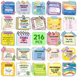 YTSQLER 216 Pcs Mental Health Awareness Stickers Reminder Decals Positive Affirmation Stickers for Adults Psychology Mindfulness Stickers for Journal Scrapbook Diary Planner Laptop