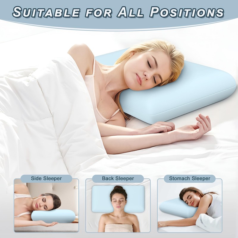 Blue Memory Foam Pillows Set of 2, Bed Pillows with