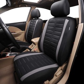 TOYOUN Universal Car Van Seat Covers Full Set for 5 Seater, Front Pair Seat Covers with 1+2 Twin Passenger Rear Seat Covers for Estate Cars Crew Van Combi MPV, Gray