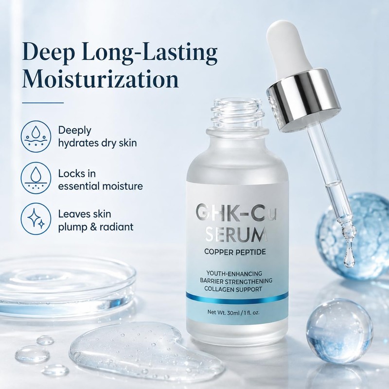 Copper Peptides Serum for Face, 1 Fl Oz GHK-Cu Peptide