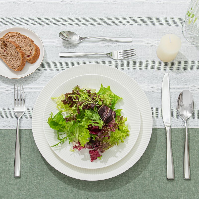 HIKAA 20PCS Extra Thickness Silver Heavy Duty Silverware Set Stainless