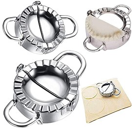 Dumpling Maker, 2Pcs Dumpling Press, Empanada Press, 304 Stainless Steel Dumpling Mold, Pot Stickers Pie Ravioli Dumpling Wrappers Molds, Chinese Dumpling Skin Cutter and Press Mold
