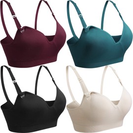 COOSHCO sostén de Lactancia sin Costuras para Mujer, Brasier de Lactancia para Dormir cómodo y cómodo, Black Rosered Green Grey, S 32BC 34AB 36AA 36A