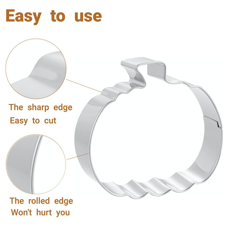 JOB JOL Cookie Cutters 3 PCS, Pumpkin Cookie Cutters, 3''