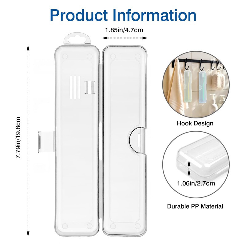 Portable Plastic Toothbrush Storage, Clear White Travel Toothbrush Case, for