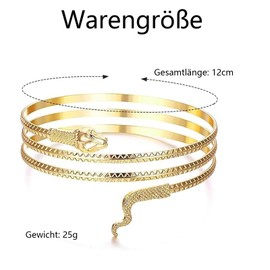 Set of 3 Upper Bangle Gold, Bangle Gold Upper Arm Golden Bangle Set with, Elegant Jewellery for Women, Versatile Wear for All Occasions (Leaf, Snake, U-shape)