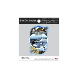 Die Cut Sticker Friday Harbor, San Juan Island, Washington, Scenes, Contour Vinyl Sticker 1 to 3 inches (Waterproof Decal for Cars, Water Bottles, Laptops, Coolers), Small