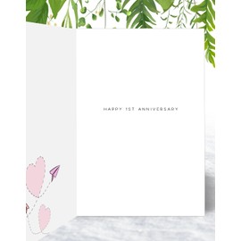 Granddaughter & Husband 1st Anniversary Card - Paper Wedding Anniversary Card - Paper Planes Design - A5 Size Card with Grey Envelope