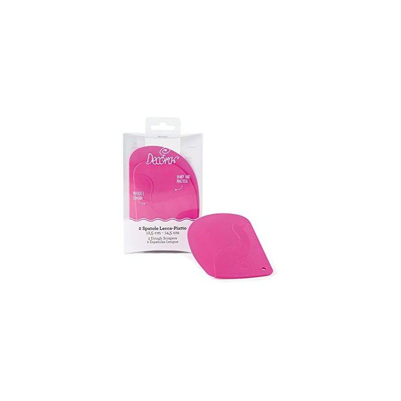 DECORA 2 Plastic Dough Scrapers Magenta, Pink, 12,5 + 14,5