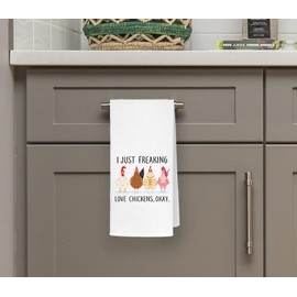 QODUNG I Just Freaking Love Chickens OK Soft Kitchen Towels Dishcloths 16x24 Inch,Farm Animal Chicken Drying Cloth Hand Towels Tea Towels for Kitchen,Chicken Lover Teens Kids Gifts