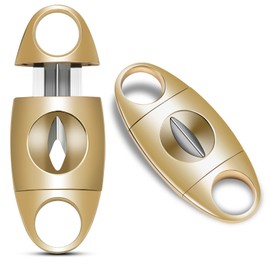 Demcigar V-Cut Cigar Cutter, Stainless Steel Sharp Blade Cigar Guillotine Scissors for Men(Gold)