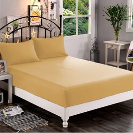 Elegant Comfort 1500 Premium Hotel Quality 1-Piece Fitted Sheet, Softest Quality Microfiber - Deep Pocket up to 16 inch, Wrinkle and Fade Resistant, California King, Camel-Gold