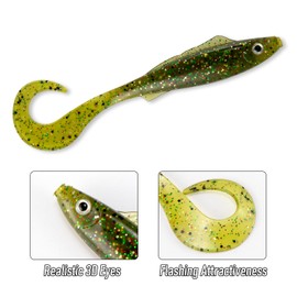 Dr.Fish 20 Pack Grub Soft Fishing Lures 3.7" Minnow Swimbaits Plastic Baits Bass Shad Lures Worm Bait for Trout Walleye Pike Sand EEL Pink White