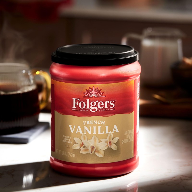 Folgers French Vanilla Flavored Ground Coffee, 9.6 Ounce Canister (Pack