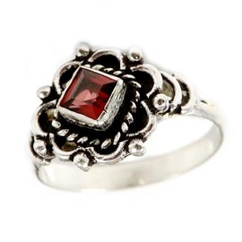 JEWELSTREZORO Granat facettiert Edelstein-Bandring für Herren und Damen, alle Größen, 925er-Sterlingsilber, handgefertigter Geschenkartikel, Schmuck TSR171A_74 (23.6)
