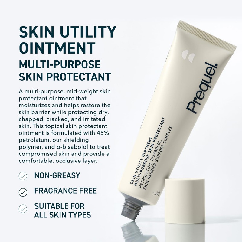 Prequel Skin Utility Ointment, Moisturizing Protectant. Mid-weight Occlusive Face and